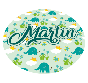 Elefanter och blommor med namn Andra Vinylmattor - Tenstickers