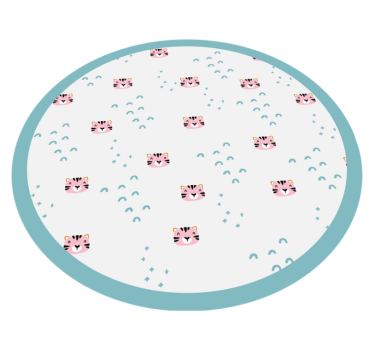 Rosa tiger och blå fåglar barn vinyl matta - Tenstickers