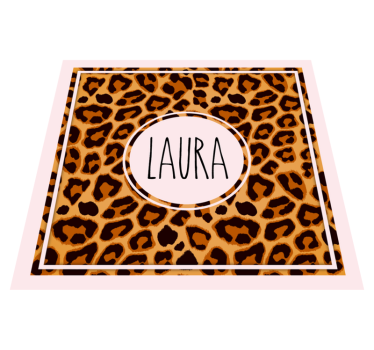 Leopardmönster med namn Vinylmatta Ungdom - Tenstickers