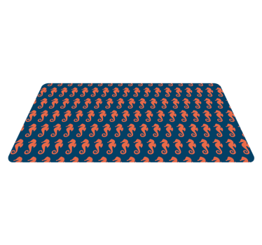Orange vinylgolv för sjöhästmönster - Tenstickers