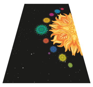 Färgglatt solstrålningsmotiv Vinylmatta Mandala - Tenstickers