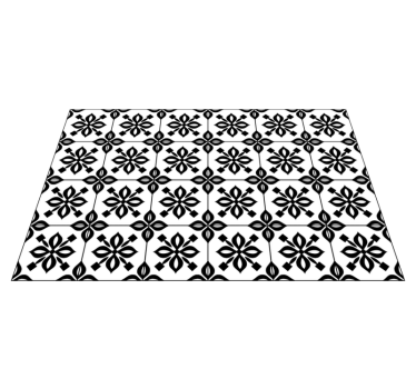 Svart och vit mandala kakel matta - Tenstickers