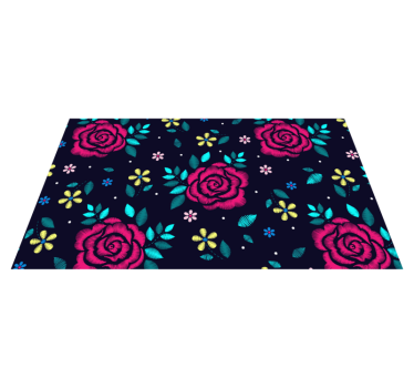 Mörka rosor blommiga sovrum vinyl matta - Tenstickers