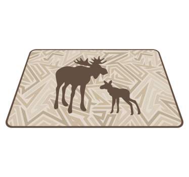 Silhuett älg och kalv etnisk stil vinyl matta - Tenstickers