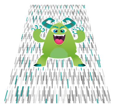 Grönt monsterkaraktär Vinylmatta Barn - Tenstickers