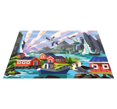 Norsk liten by med mattor i etnisk natur - Tenstickers