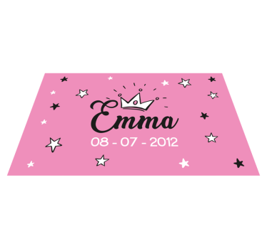 Baby rosa prinsessa med namn personlig vinyl matta - Tenstickers