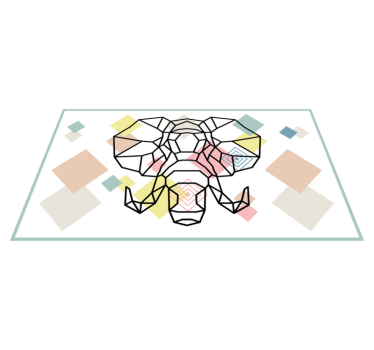 Elefant geometrisk form nordisk matta - Tenstickers
