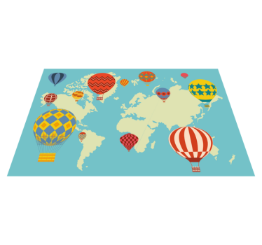 Färgglada luftballonger Vinylmatta Världskarta - Tenstickers