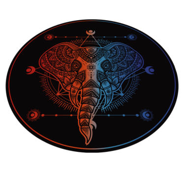 Cirkulär mandala elefant mandala matta - Tenstickers