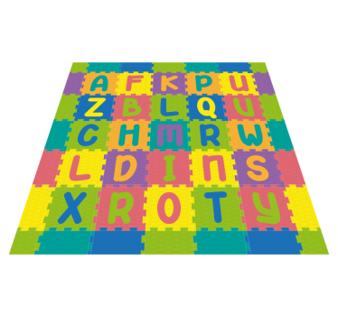 Gummi imitation med bokstäver baby matta - Tenstickers