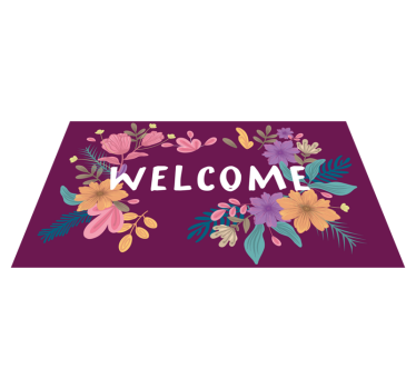 Välkommen bakgrund med blommor hall matta - Tenstickers