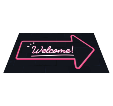 Välkomstskylt med neon entrématta - Tenstickers