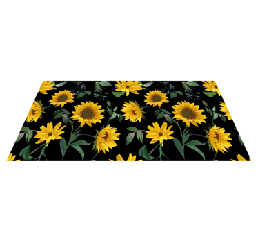 Solrosor svart bakgrund blommamatta - Tenstickers