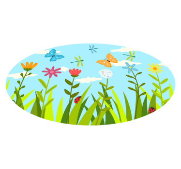 Blomsterträdgårdsscen Vinylmatta blommor och växter - Tenstickers