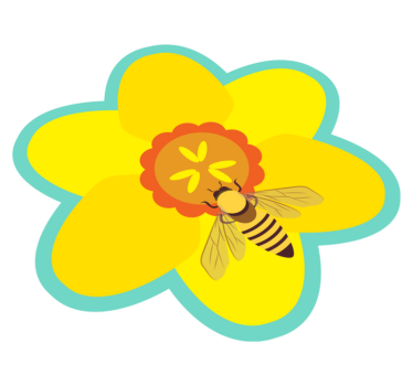 Bi på en solros Vinylmatta blommor och växter - Tenstickers