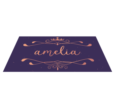 Gyllene prinsessakronan med namnet barn vinyl matta - Tenstickers