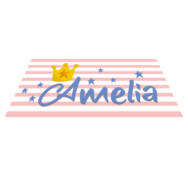 Prinsessans stjärnnamn med krona barn vinyl matta - Tenstickers