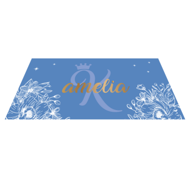 Gyllene och blå prinsessa namn barn vinyl matta - Tenstickers