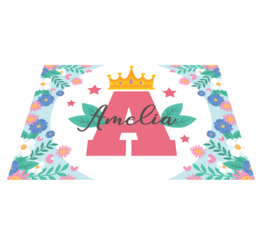 Krönt stjärnklar initial prinsessa barn vinyl matta - Tenstickers