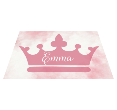 Rosa krona med namn personlig vinylmatta - Tenstickers