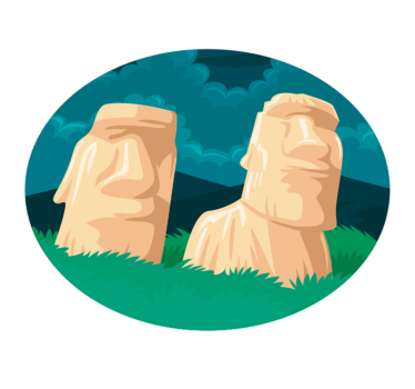 Moai-statyer silhuett Vinylmatta Världskarta - Tenstickers