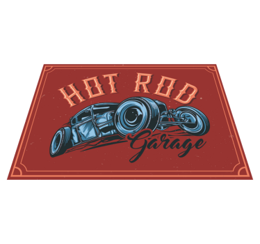 Hot rod bil koncept vardagsrum matta - Tenstickers
