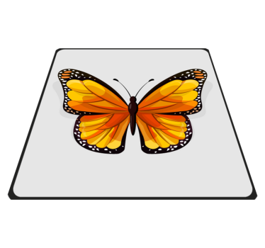 Gul och orange fjäril fyrkantig matta - Tenstickers