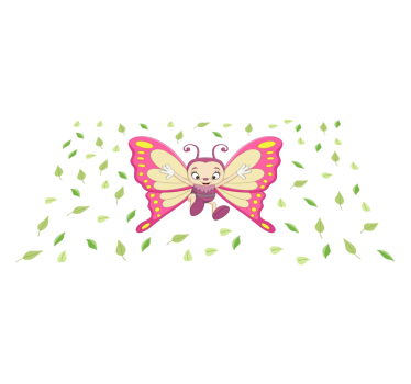 Glad baby fjäril illustration djurmatta - Tenstickers