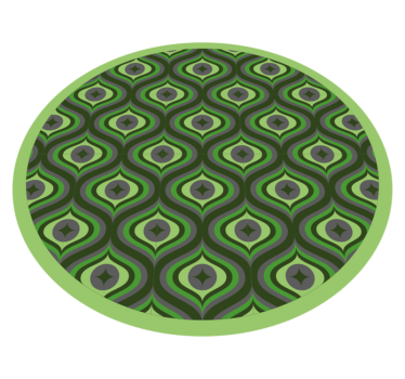 Geometrisk grön groovy mönster sovrumsmatta - Tenstickers