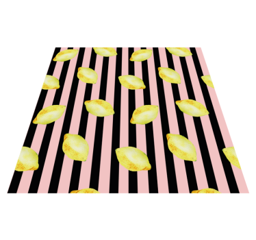 Akvarell rosa citroner köksgolv - Tenstickers