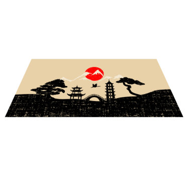 Japansk trädgård siluett samtida mattor - Tenstickers
