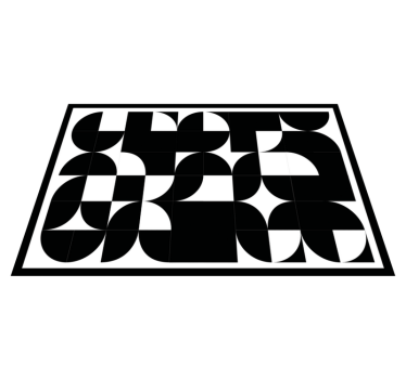 Böjda svarta former Vinylmatta geometrisk - Tenstickers