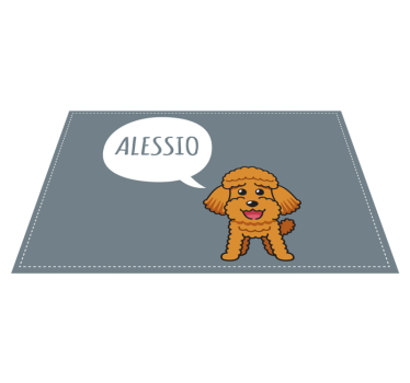 Tecknad karaktär glad pudel hund djur matta - Tenstickers