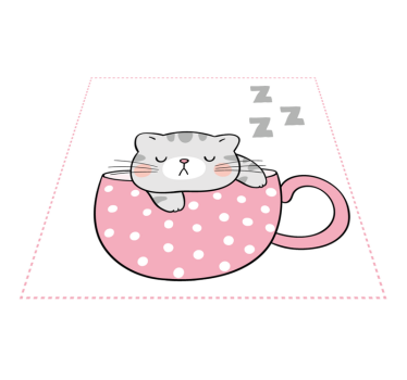 Söt katt som sover på kopp kaffe tecknad djurmatta - Tenstickers