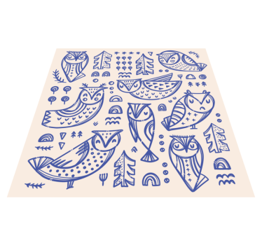 Nyckfulla ugglemönster Vinylmatta Barn - Tenstickers