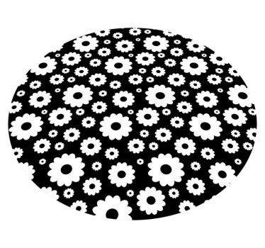 Svart blommönster Vinylmatta blommor och växter - Tenstickers