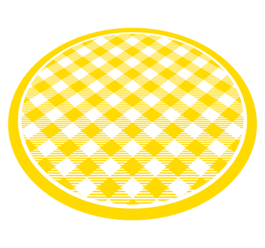 Vita och gula mönstrade rutor rund matta - Tenstickers
