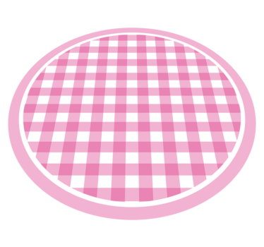 Rosa och vita mönstrade rutor rund matta - Tenstickers