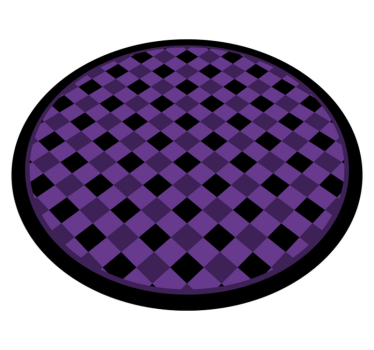 Lila och svarta mönstrade rutor rund matta - Tenstickers