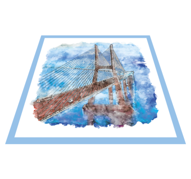 Bro lissabon portugal akvarell fyrkantig matta - Tenstickers