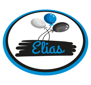 Svarta och blå ballonger med namn personlig vinyl matta - Tenstickers