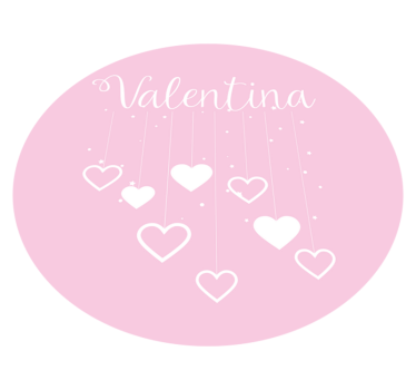 Hängande rosa hjärtan med namn Andra Vinylmattor - Tenstickers