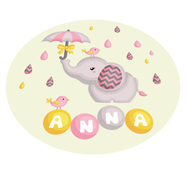 Barn elefant och fågel med paraply personlig vinyl matta - Tenstickers