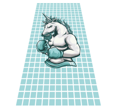 Boxningsenhörning illustration Vinylmatta Ungdom - Tenstickers