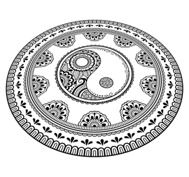 Andlig hindi stil mandala med symboler matta - Tenstickers