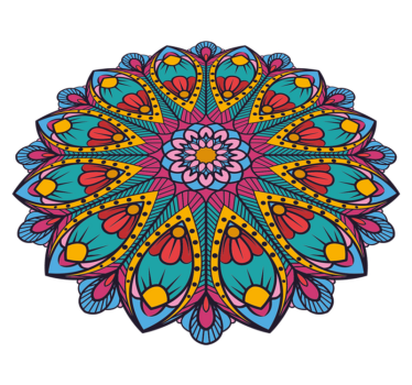 Färgglad blommig illustration Vinylmatta Mandala - Tenstickers