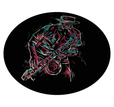 Abstrakt jazz saxofon spelare vardagsrum matta - Tenstickers
