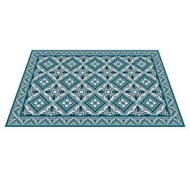 Cyan och blå klassiska blommor kakelmatta - Tenstickers