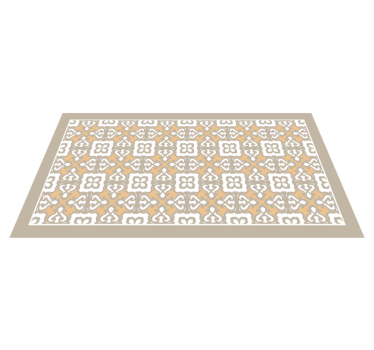 Vintage kakelmatta i beige och grått blommönster - Tenstickers